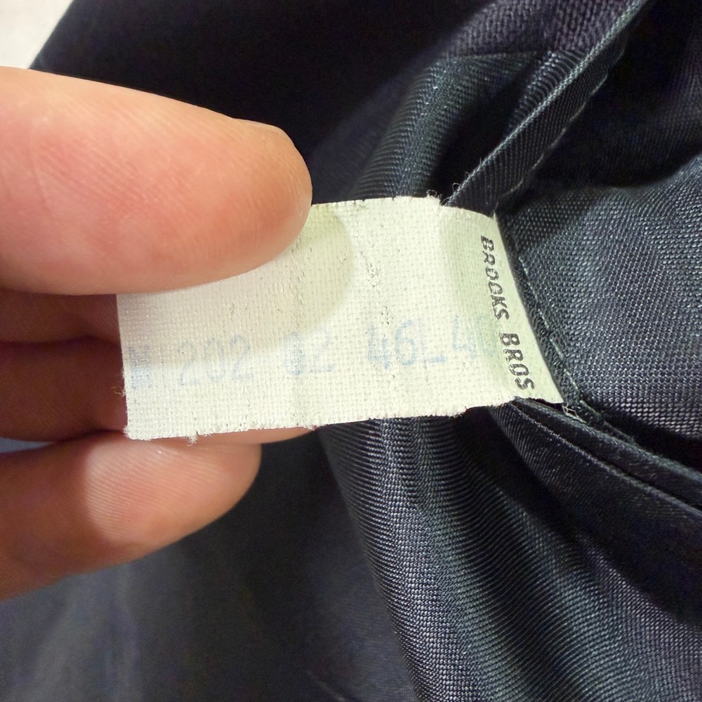 Vintage Brooks Brothers Mens 46L Blazer Sport Coat Navy Blue Windowpane Wool USA - Picture 7 of 12